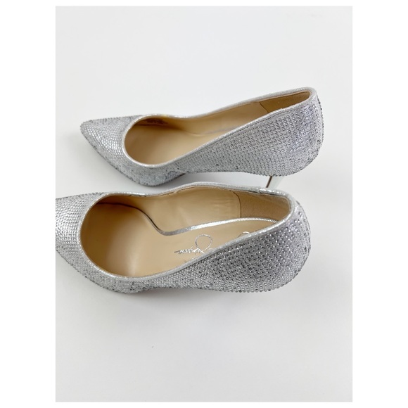 Jessica Simpson Evening Heels Sparkly Rhinestone Silver - Picture 9 of 15